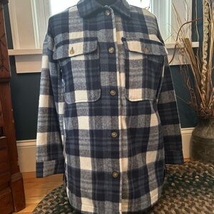 Banana Republic Navy and Cream Plaid Utility Jacket